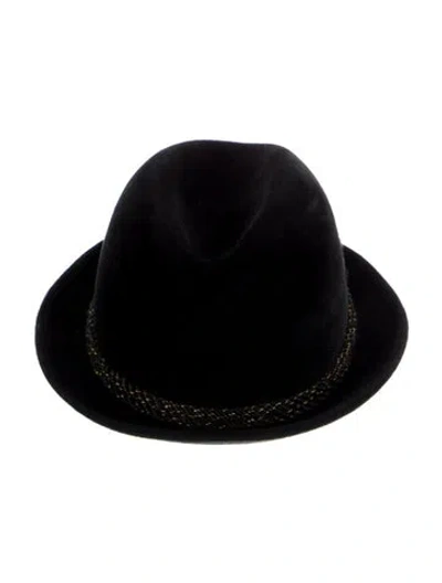 Pre-owned Saks Fifth Avenue Vintage Velour Fedora In Black