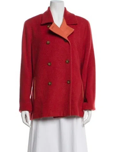 Pre-owned Saks Fifth Avenue Virgin Wool Blazer In Red