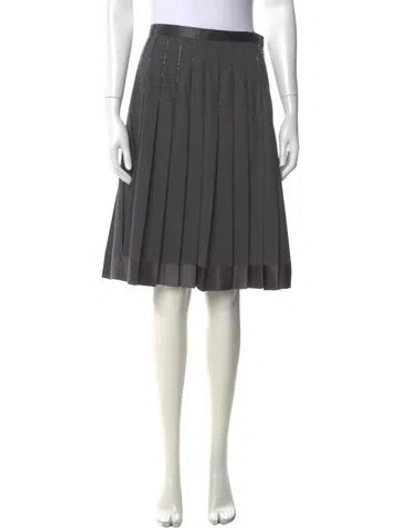 Pre-owned Saks Fifth Avenue Virgin Wool Midi Length Skirt In Grey