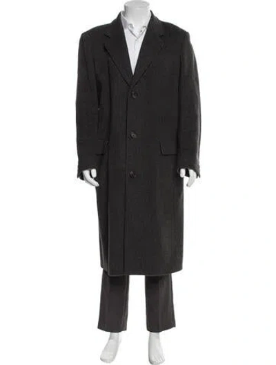 Pre-owned Saks Fifth Avenue Virgin Wool Overcoat In Gray