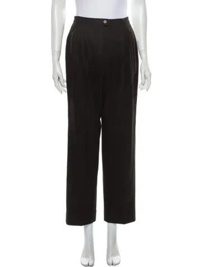 Pre-owned Saks Fifth Avenue Virgin Wool Straight Leg Pants In Brown