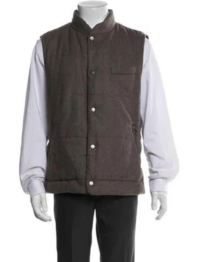 Pre-owned Saks Fifth Avenue Virgin Wool Vest In Neutral