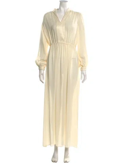 Pre-owned Saks Fifth Avenue V-neck Long Dress In Neutral