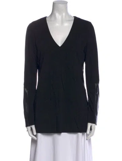 Pre-owned Saks Fifth Avenue V-neck Long Sleeve Tunic In Black
