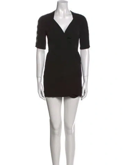 Pre-owned Saks Fifth Avenue V-neck Mini Dress In Black