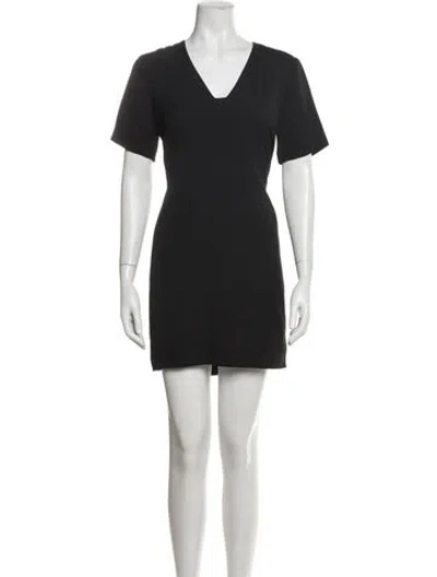 Pre-owned Saks Fifth Avenue V-neck Mini Dress In Black