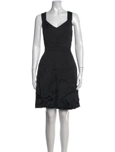 Pre-owned Saks Fifth Avenue V-neck Mini Dress In Black