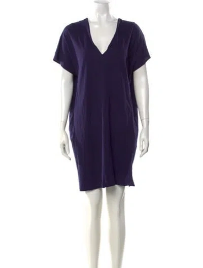 Pre-owned Saks Fifth Avenue V-neck Mini Dress In Purple