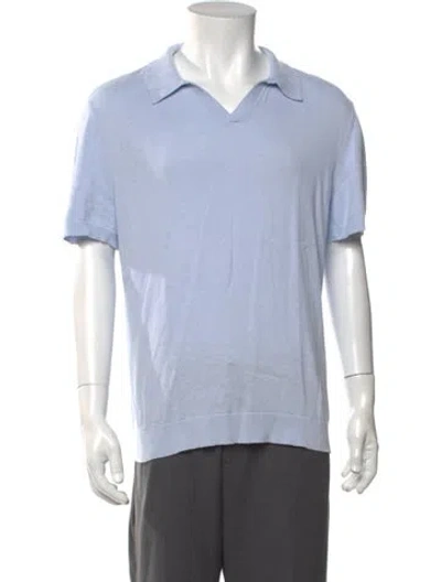Pre-owned Saks Fifth Avenue V-neck Short Sleeve In Blue