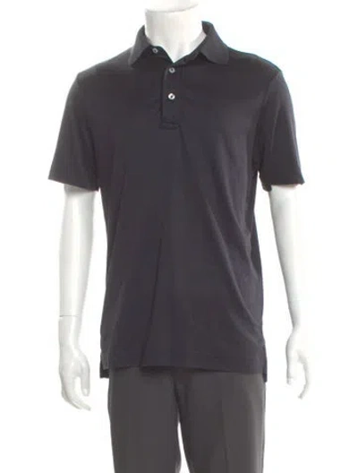 Pre-owned Saks Fifth Avenue V-neck Short Sleeve Polo Shirt In Gray