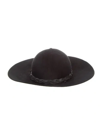 Pre-owned Saks Fifth Avenue Wide Brim Fedora Hat In Black