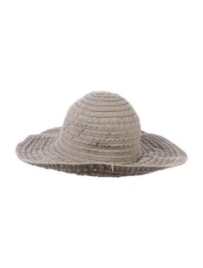 Pre-owned Saks Fifth Avenue Wide Brim Sun Hat In Neutral