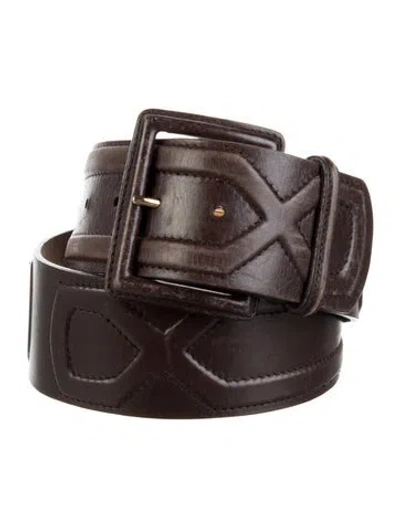Pre-owned Saks Fifth Avenue Wide Leather Belt In Brown