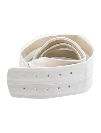 Pre-owned Saks Fifth Avenue Wide Leather Waist Belt In White
