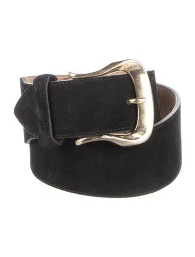 Pre-owned Saks Fifth Avenue Wide Suede Belt In Black