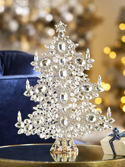 Saks Fifth Avenue Winter Crystal Christmas Tree Decoration In Silver