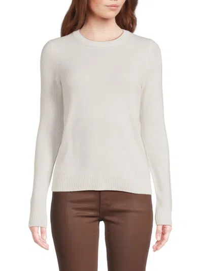 Saks Fifth Avenue Women's 100% Cashmere Basic Long-sleeve Crewneck Sweater In White