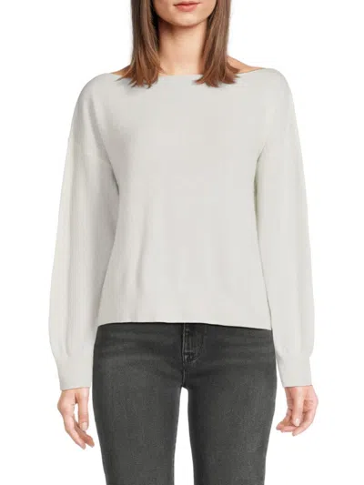 Saks Fifth Avenue Women's 100% Cashmere Boatneck Sweater In White