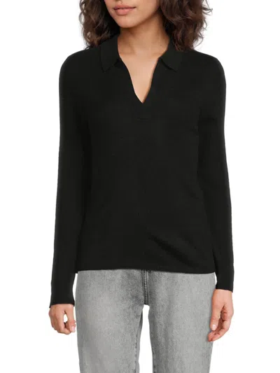Saks Fifth Avenue Women's 100% Cashmere Johnny Collar Sweater In Black