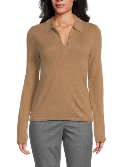 Saks Fifth Avenue Women's 100% Cashmere Johnny Collar Sweater In Gold
