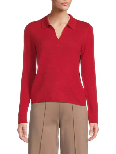 Saks Fifth Avenue Women's 100% Cashmere Johnny Collar Sweater In Red