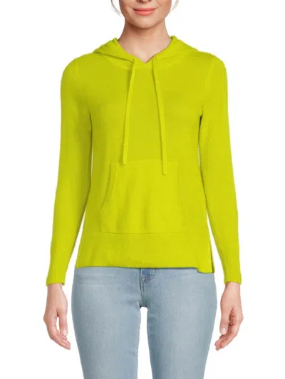 Saks Fifth Avenue Women's 100% Cashmere Knit Hoodie In Green