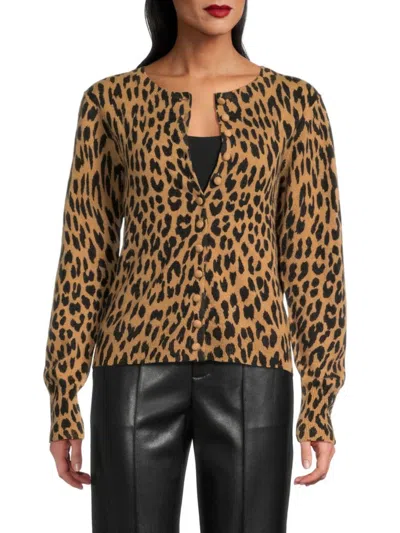 Saks Fifth Avenue Women's 100% Cashmere Leopard-print Cardigan In Multi