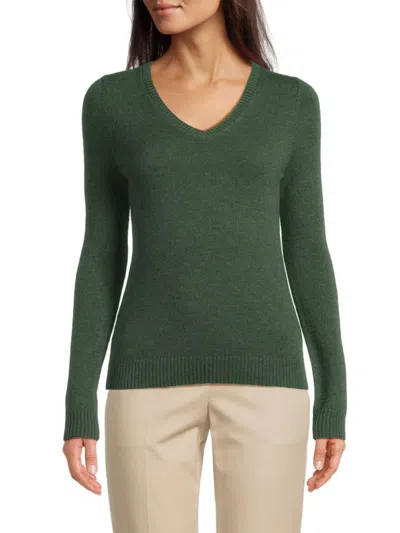 Saks Fifth Avenue Women's 100% Cashmere Long-sleeve V-neck Sweater In Green