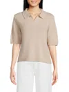 Saks Fifth Avenue Women's 100% Cashmere Sweater Polo In Sand