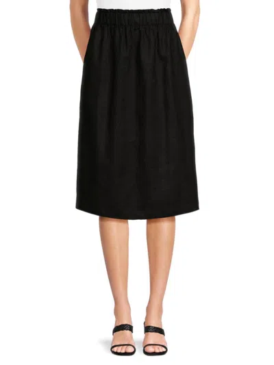 Saks Fifth Avenue Women's 100% Linen A-line Midi Skirt In Black