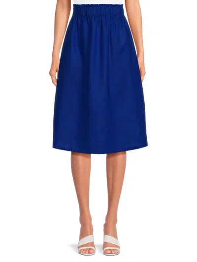 Saks Fifth Avenue Women's 100% Linen A-line Midi Skirt In Cobalt