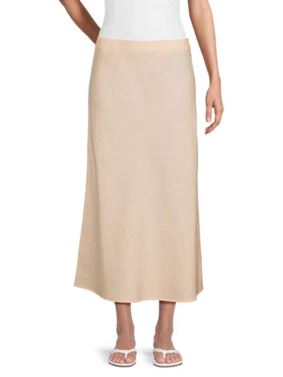 Saks Fifth Avenue Women's 100% Linen Bias Skirt In Brown