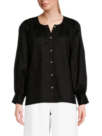 Saks Fifth Avenue Women's 100% Linen Blouse In Black