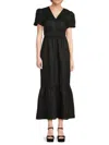 Shop Saks Fifth Avenue Women's 100% Linen Ruffle-hem Maxi Dress In Black