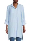 Saks Fifth Avenue Women's 100% Linen Button Down Tunic In Chambray Blue