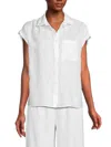Saks Fifth Avenue Women's 100% Linen Cap Sleeve Shirt In Natural Cream