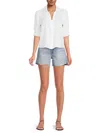 Saks Fifth Avenue Women's 100% Linen Collection Puff Sleeve Top In White