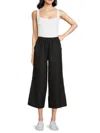 Saks Fifth Avenue Women's 100% Linen Cropped Relaxed-fit Pants In Black