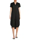 Saks Fifth Avenue Women's 100% Linen Double-pocket Midi-dress In Black