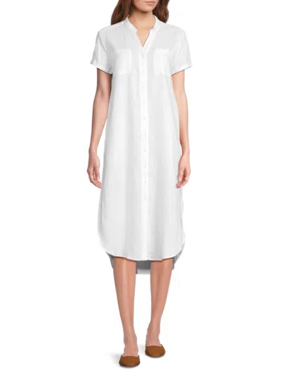 Saks Fifth Avenue Women's 100% Linen Double-pocket Midi-dress In White