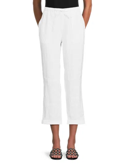 Saks Fifth Avenue Women's 100% Linen Drawstring Pants In White
