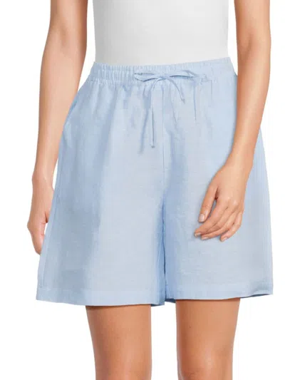Saks Fifth Avenue Women's 100% Linen Drawstring Shorts In Chambray Blue