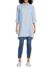 Saks Fifth Avenue Women's 100% Linen Longline Shirt In Chambray