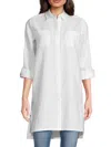 Saks Fifth Avenue Women's 100% Linen Longline Shirt In White