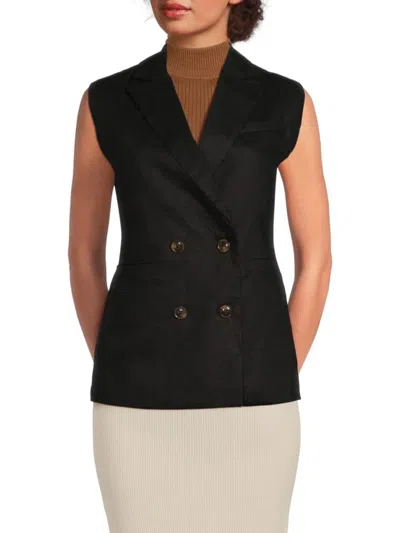Saks Fifth Avenue Women's 100% Linen Longline Vest In Black