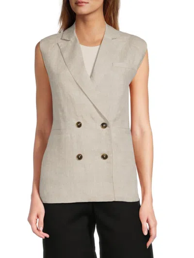 Saks Fifth Avenue Women's 100% Linen Longline Vest In Natural