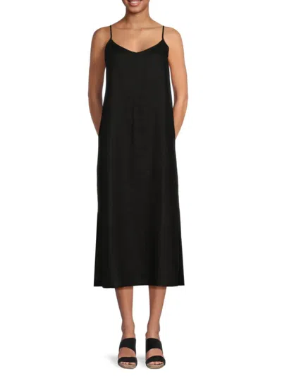 Saks Fifth Avenue Women's 100% Linen Midi Dress In Black