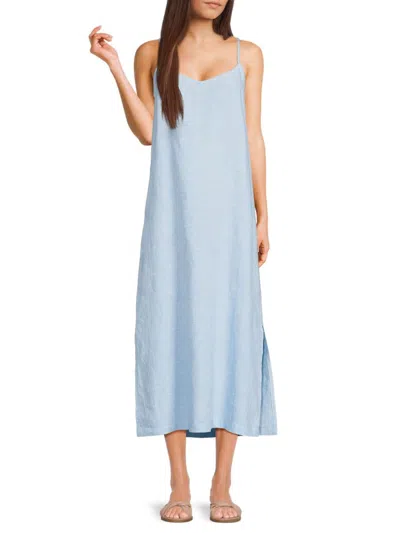Saks Fifth Avenue Women's 100% Linen Midi Dress In Chambray