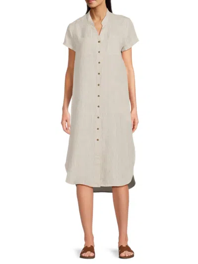 Saks Fifth Avenue Women's 100% Linen Midi Shirtdress