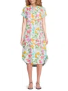 Saks Fifth Avenue Women's 100% Linen Midi Shirtdress In Flower Garden
